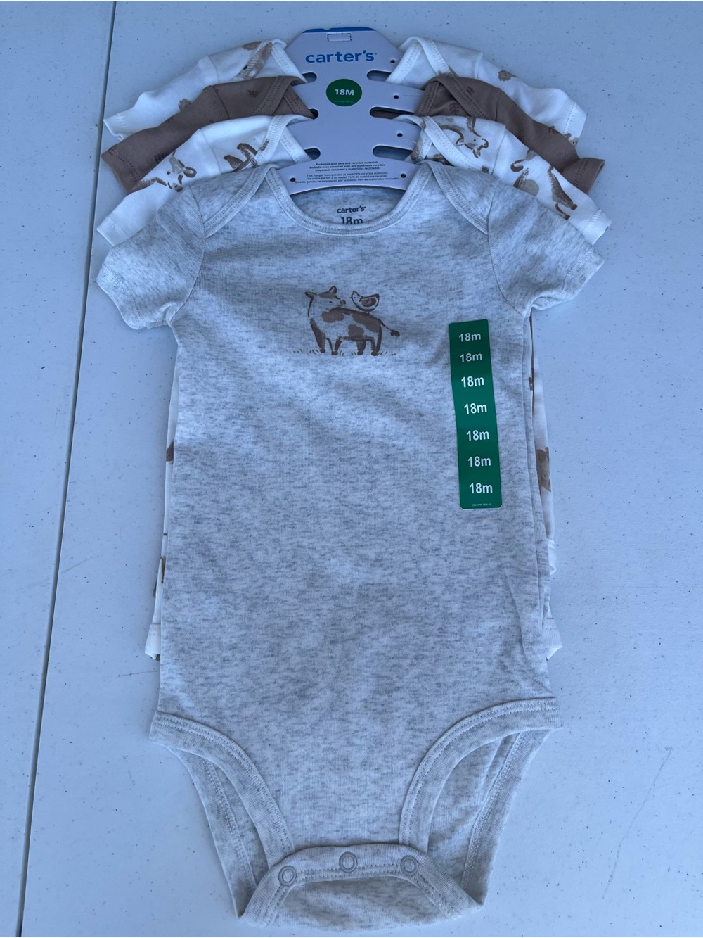 Carter's Bodysuit Set - Gray, White, Brown